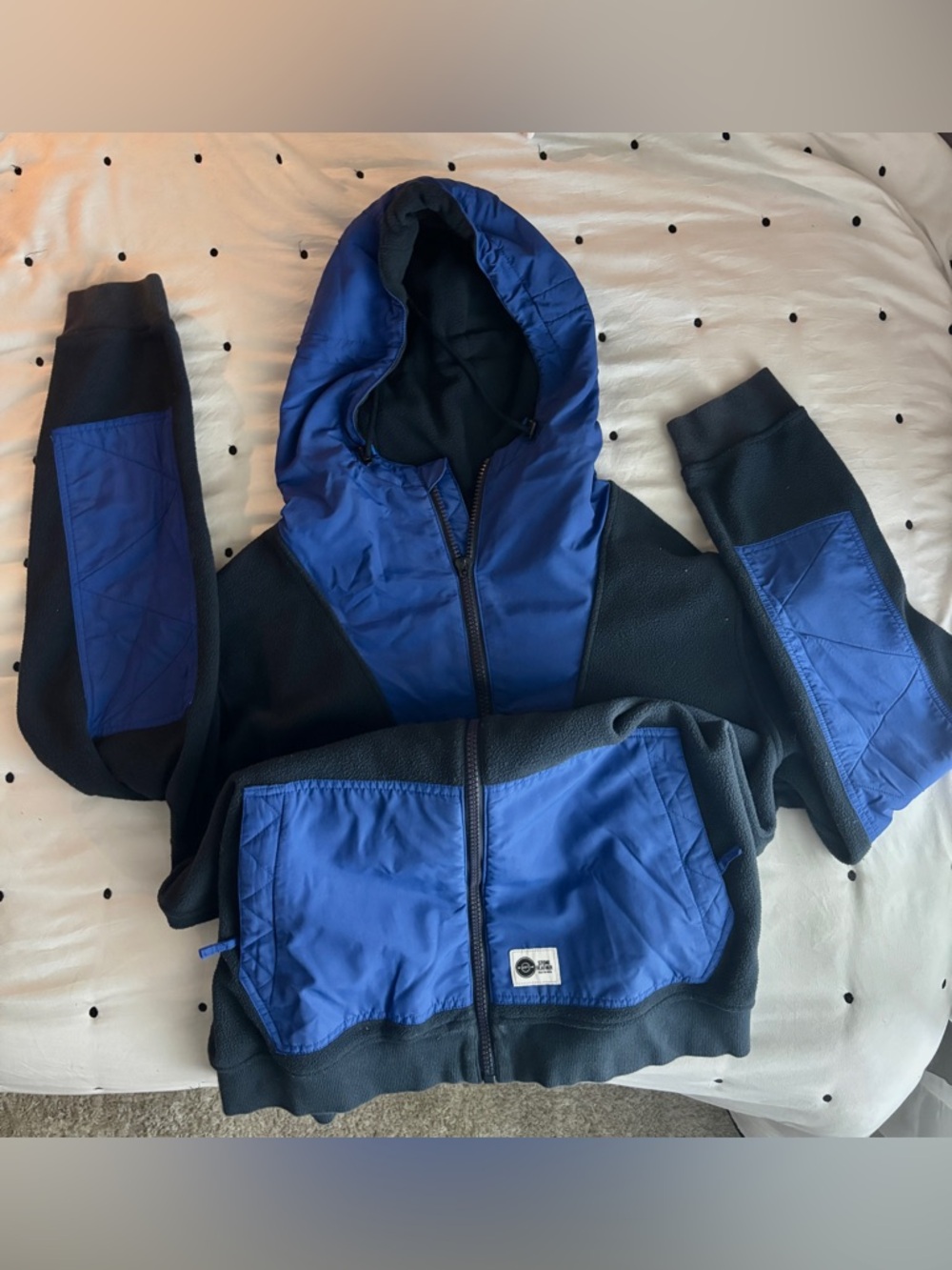 Blue Hooded Fleece Jacket